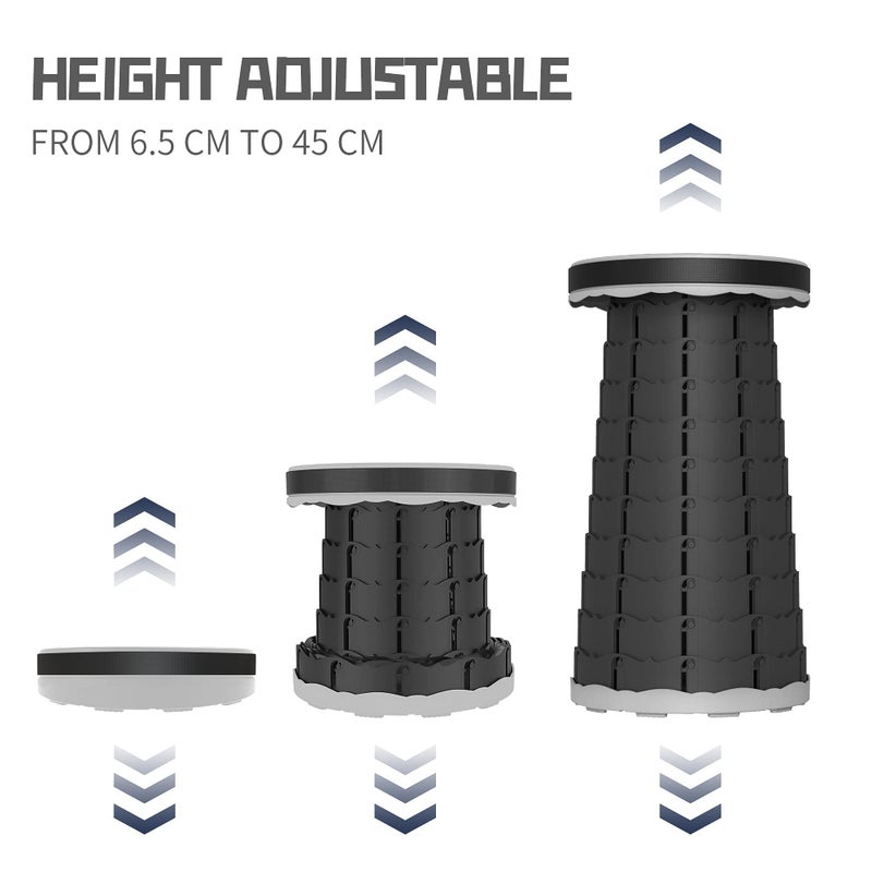 ALEVMOOM Telescoping Stool with Cushion, Portable Telescoping More Sturdy Capacity 440Ib,Collapsible Retractable Adjustable Folding Stool for Garden Hiking Fishing BBQ - Image 4